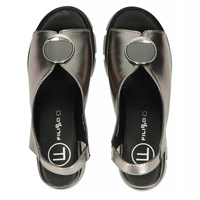 Skórzane sandały na koturnie Filippo DS4457/23 GN gunmetal