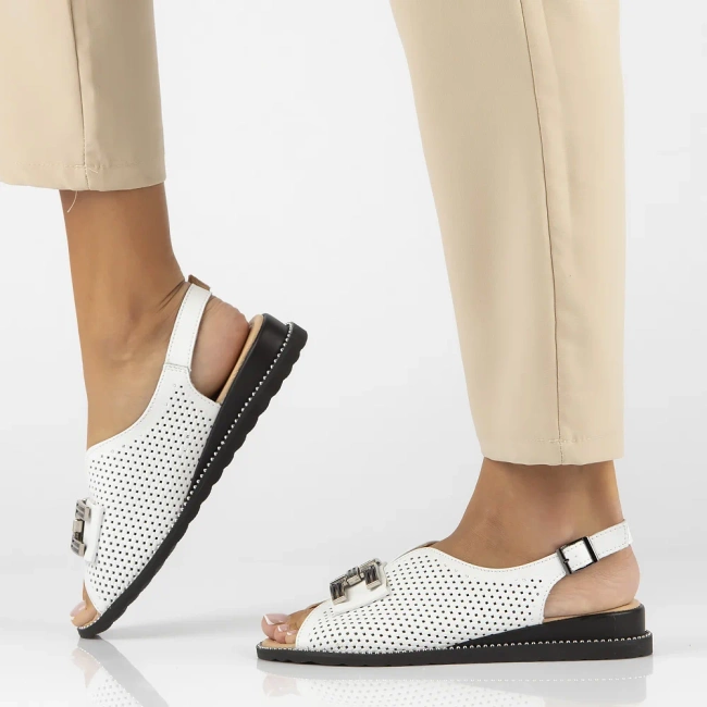 Skórzane sandały Filippo DS6032/25 WH białe