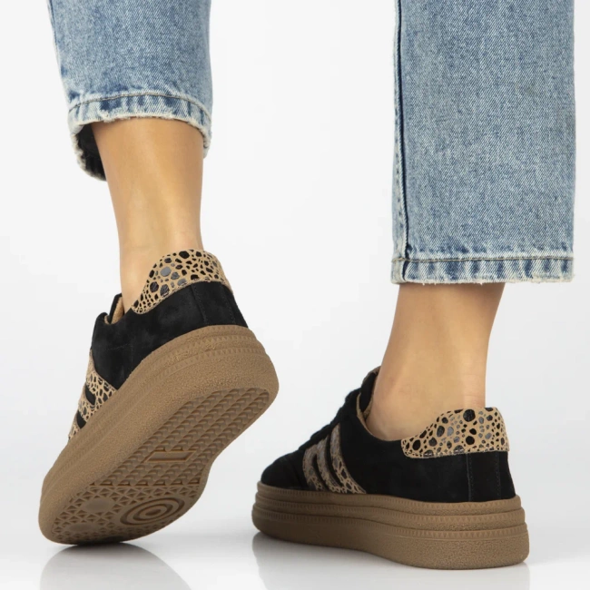 Leather sneakers Filippo DP7114/25 BK LEO black