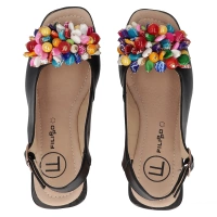 Skórzane sandały na koturnie Filippo DS6021/25 BK czarne