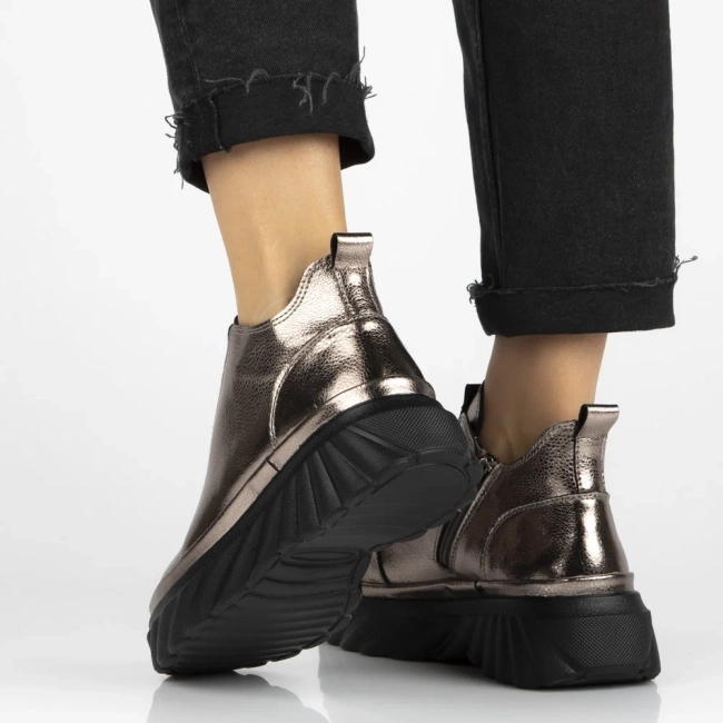 Skórzane botki na platformie Filippo DBT7426/25 GN gun metal