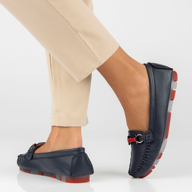 Skórzane mokasyny Filippo DP3613/23 NV RD granatowe