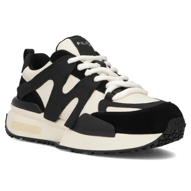 Skórzane sneakersy Filippo DP6970/25 BK WH czarne