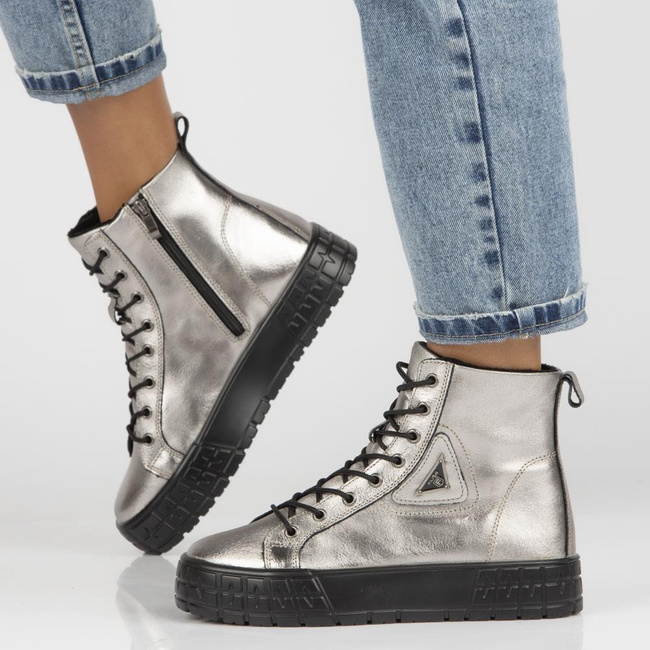 Skórzane trzewiki Filippo DBT3951/22 GN Gunmetal