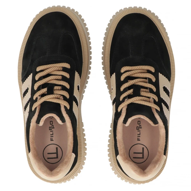 Skórzane sneakersy Filippo DP7111/25 BK czarne