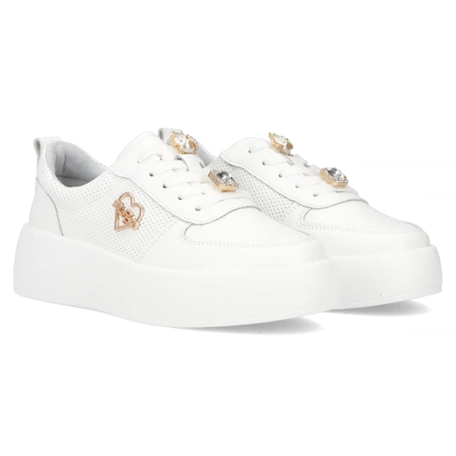 Skórzane sneakersy Filippo DP6784/25 WH białe