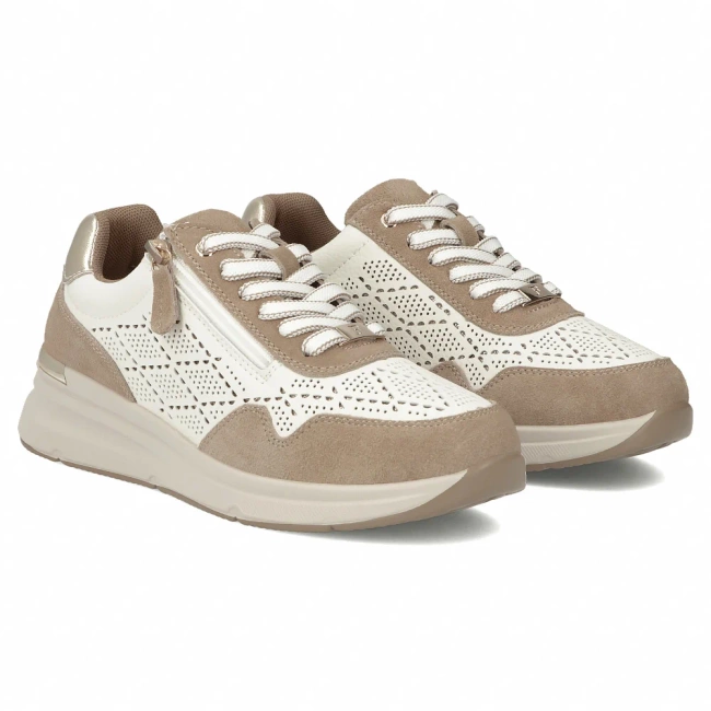 Leather sneakers Filippo DP7101/25 WH BE white beige