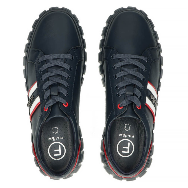Skórzane Sneakersy Filippo MP944/23 NV granatowe