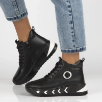 Leather ankle boots DBT4214/25 BK WH black