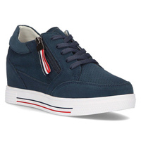Leather Wedge Sneakers Filippo DP2350/21 NV navy blue