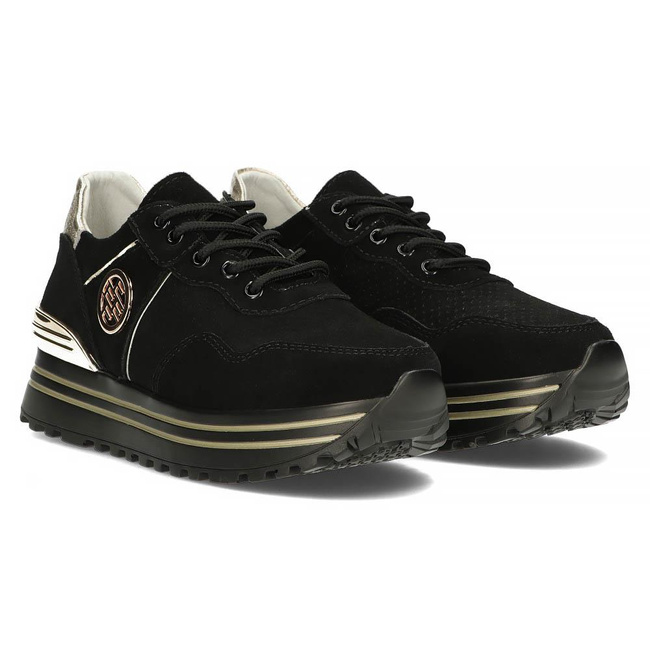 Leather Sneakers Filippo DP3538/22 BK GO black