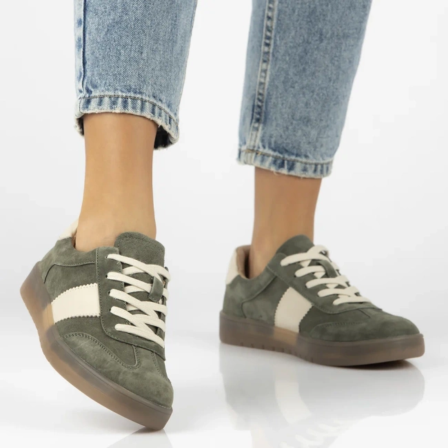 Skórzane sneakersy Filippo DP6770/25 KH zielone