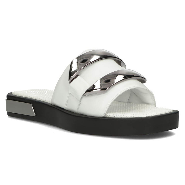 Skórzane klapki Filippo DK3903/22 WH białe