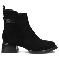 Skórzane botki na obcasie Filippo DBT7444/25 BK czarne