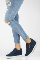Leather Wedge Sneakers Filippo DP2350/21 NV navy blue