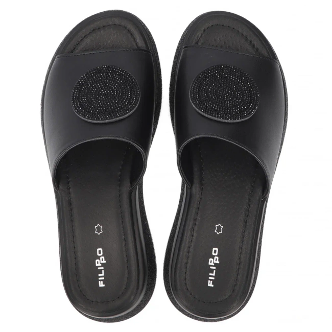 Skórzane klapki Filippo DK6987/25 BK czarne