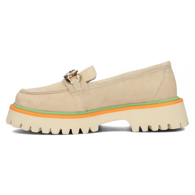 Skórzane półbuty na platformie Filippo DP4589/24 BE beżowe