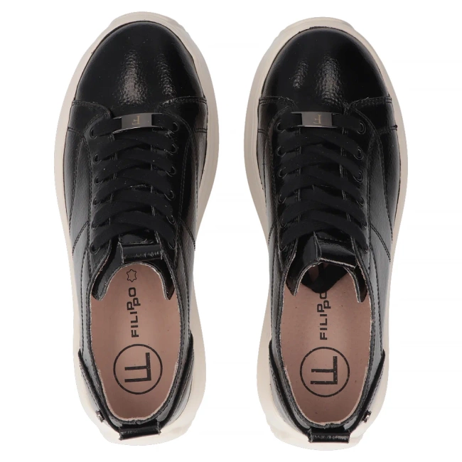 Skórzane sneakersy Filippo  DP6795/25 BK czarne