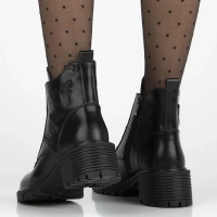 Skórzane botki na obcasie Filippo DBT7133/25 BK czarne