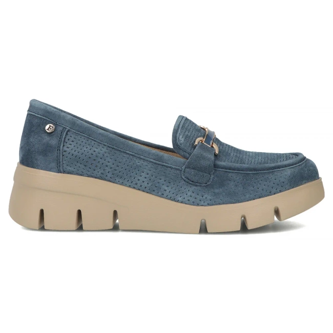 Skórzane półbuty na platformie Filippo DP7002/25 BL niebieskie