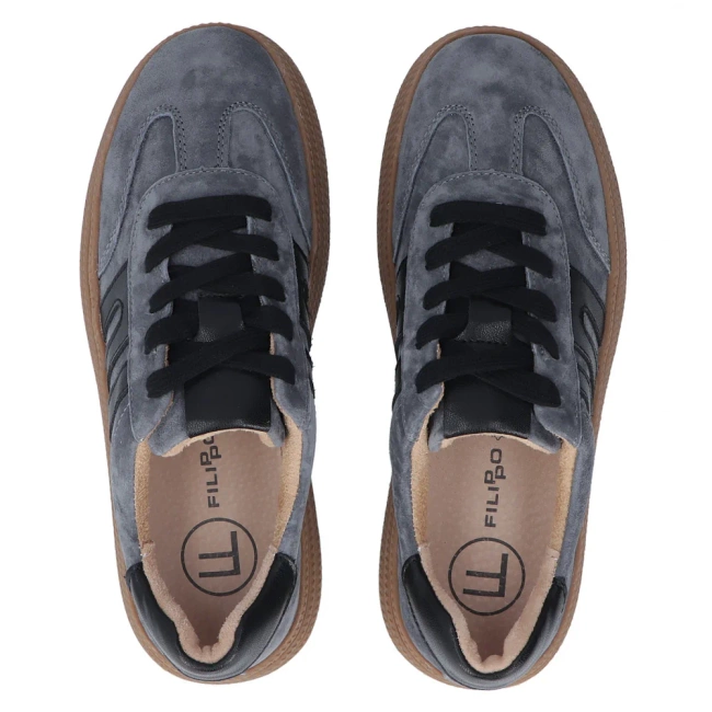 Skórzane sneakersy Filippo DP7114/25 BL niebieskie