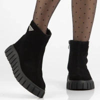 Skórzane botki na platformie Filippo DBT6301/25 BK czarne