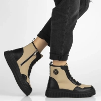 Leather ankle boots Filippo DBT7298/25 BE BK beige