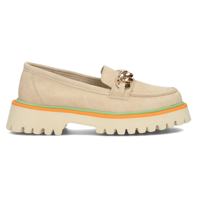 Skórzane półbuty na platformie Filippo DP4589/23 BE beżowe