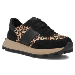 Leather sneakers FilippoDP7112/25 BK LEO black