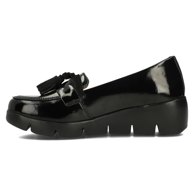 Skórzane półbuty na koturnie Filippo DP3162/24 BK L czarne