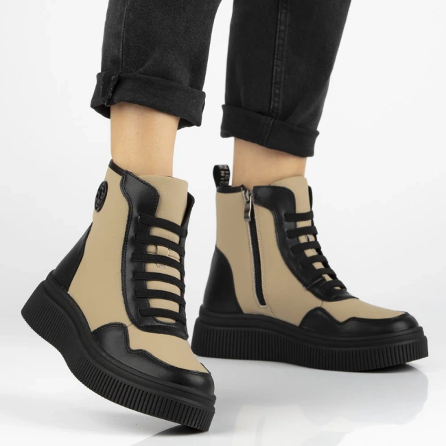 Leather ankle boots Filippo DBT7298/25 BE BK beige