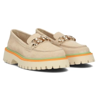 Skórzane półbuty na platformie Filippo DP4589/24 BE beżowe