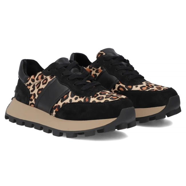 Leather sneakers FilippoDP7112/25 BK LEO black