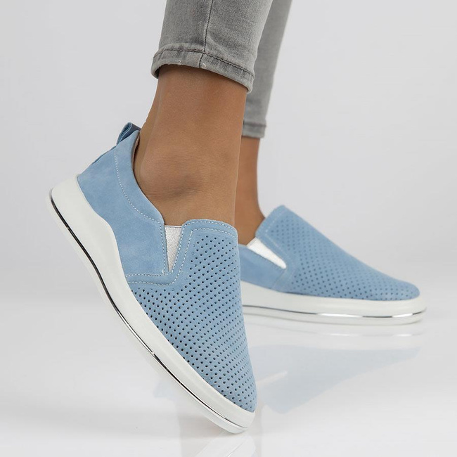 Skórzane półbuty Filippo DP3622/22 BL niebieskie