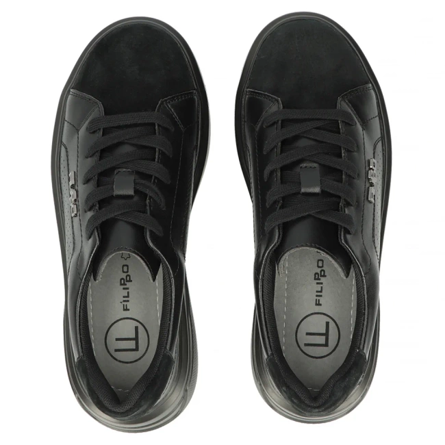 Leather sneakers Filippo DP6118/24 BK black