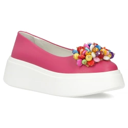 Skórzane półbuty na platformie Filippo DP6836/25 FH fuksja