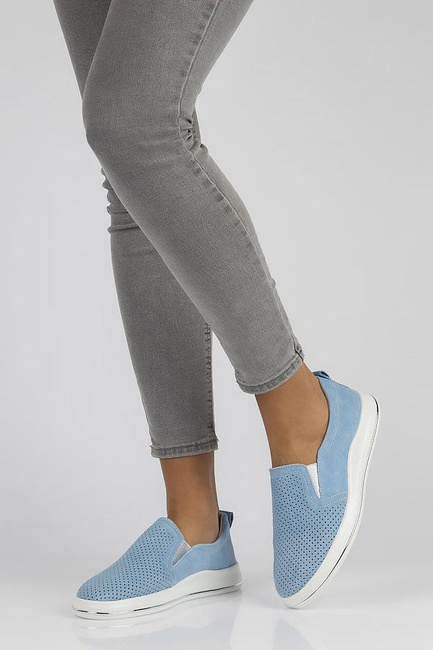 Skórzane półbuty Filippo DP3622/22 BL niebieskie