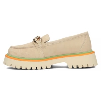 Skórzane półbuty na platformie Filippo DP4589/24 BE beżowe