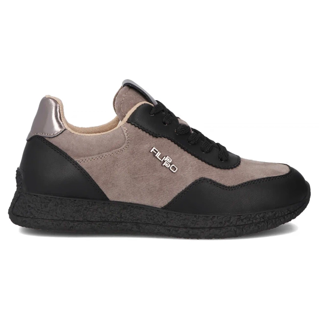 Skórzane sneakersy Filippo DP7405/25 TP BK taupe