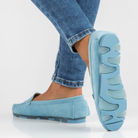 Skórzane mokasyny Filippo DP2037/23 BL niebieskie