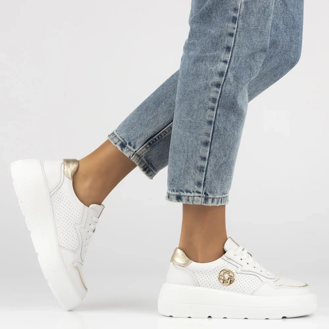 Skórzane sneakersy Filippo DP6843/25 WH białe