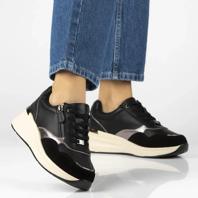 Skórzane sneakersy Filippo DP7105/25 BK czarne