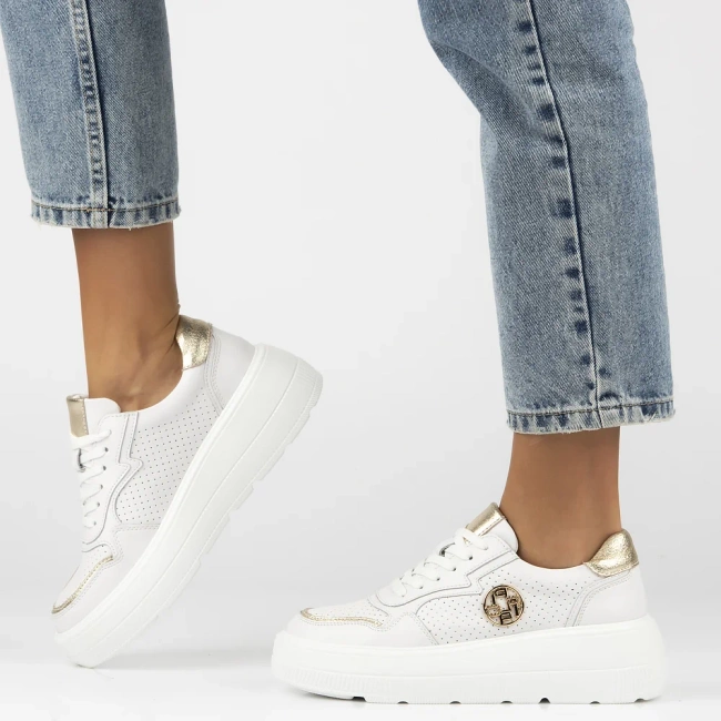 Skórzane sneakersy Filippo DP6843/25 WH białe