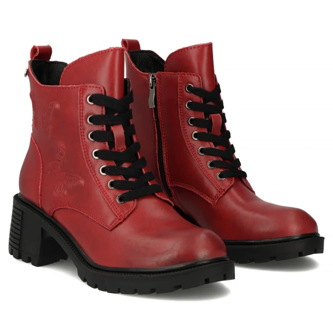 Leather ankle boots Filippo DBT7133/25 RD red