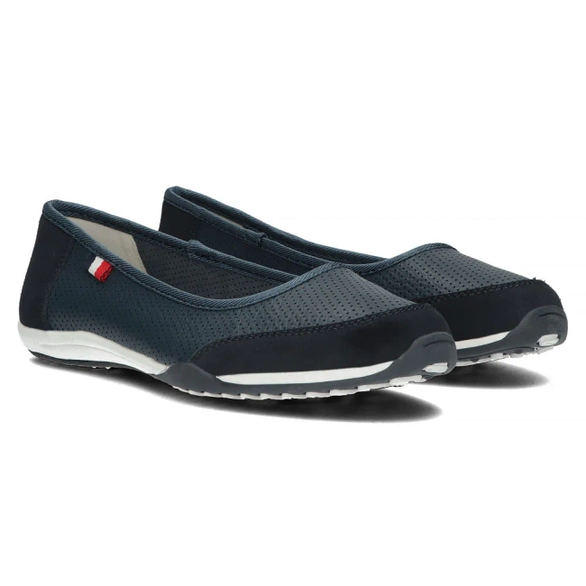 Skórzane baleriny Filippo DP142/24 NV granatowe