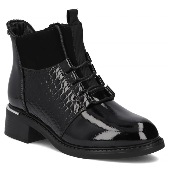 Skórzane botki na obcasie Filippo DBT7275/25 BK czarne