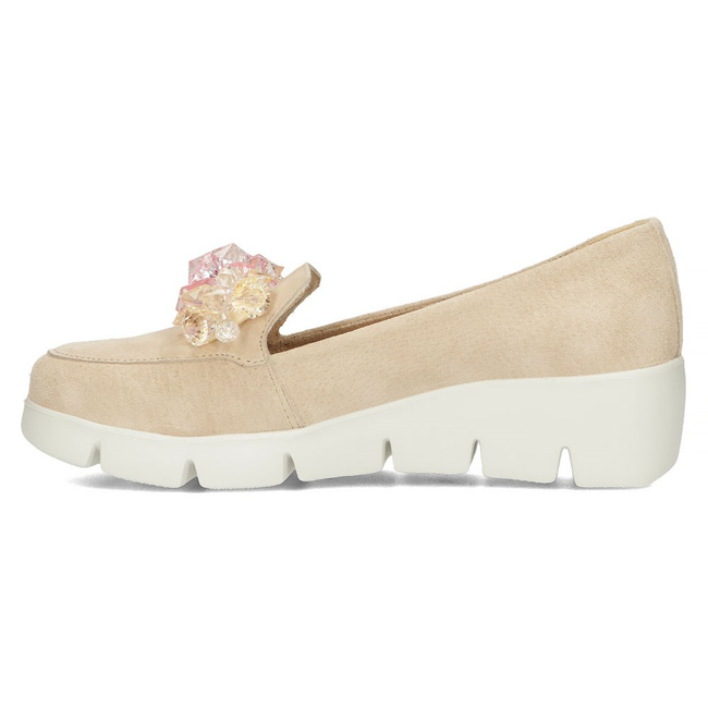 Skórzane półbuty na koturnie Filippo DP4545/23 BE beżowe