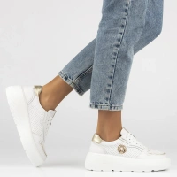 Skórzane sneakersy Filippo DP6843/25 WH białe