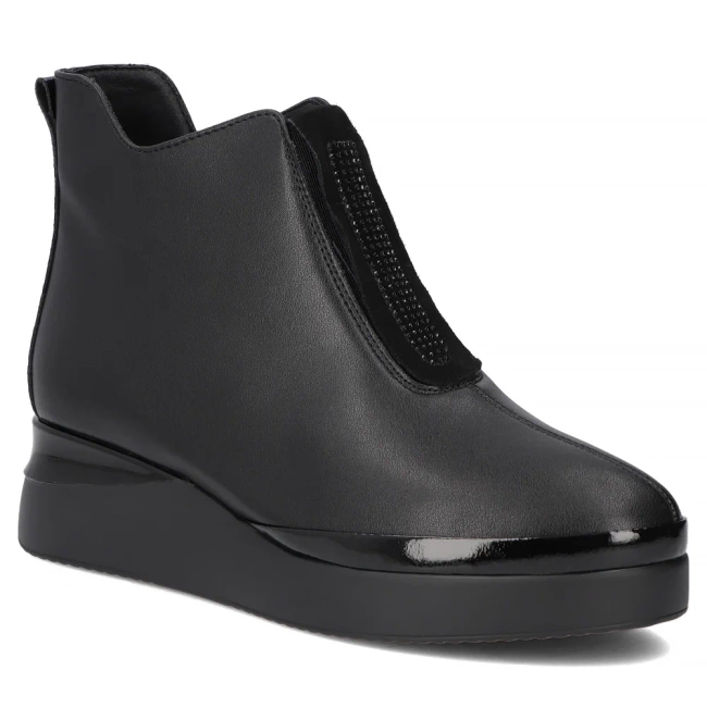 Skórzane botki na platformie Filippo DBT7394/25 BK czarne