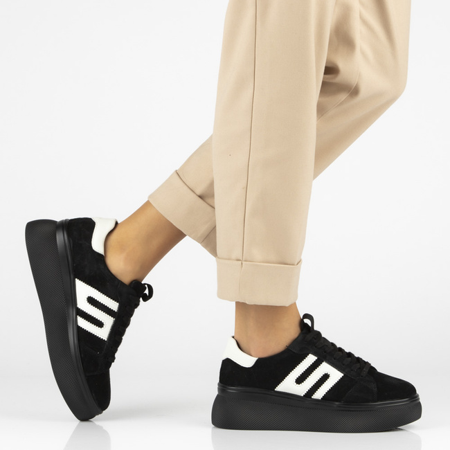 Leather sneakers Filippo DP7175/25 BK black